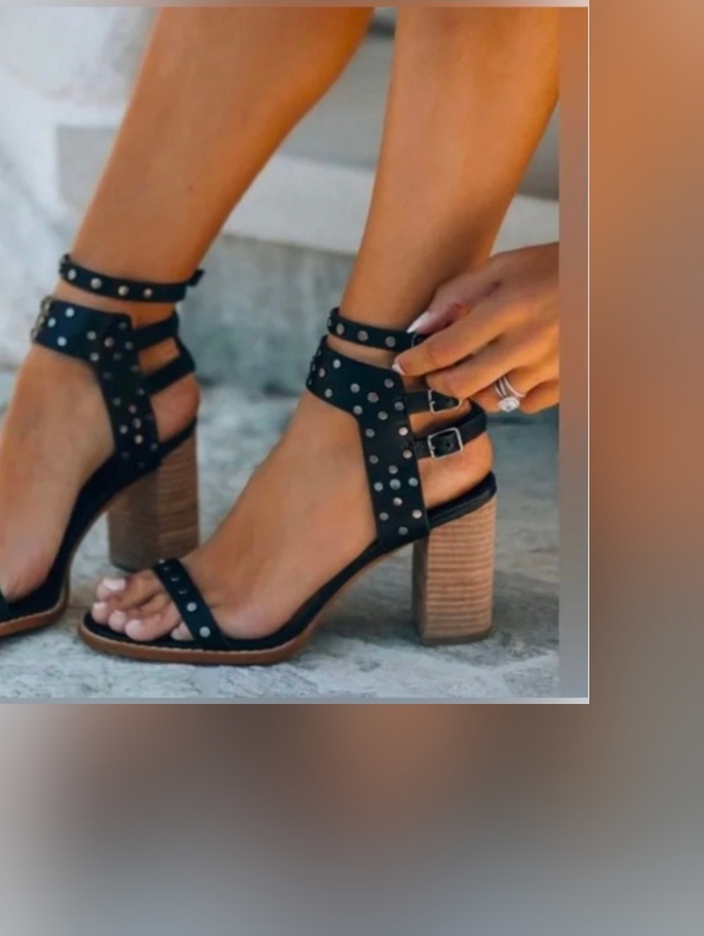 Vici Black Studded Block Heels